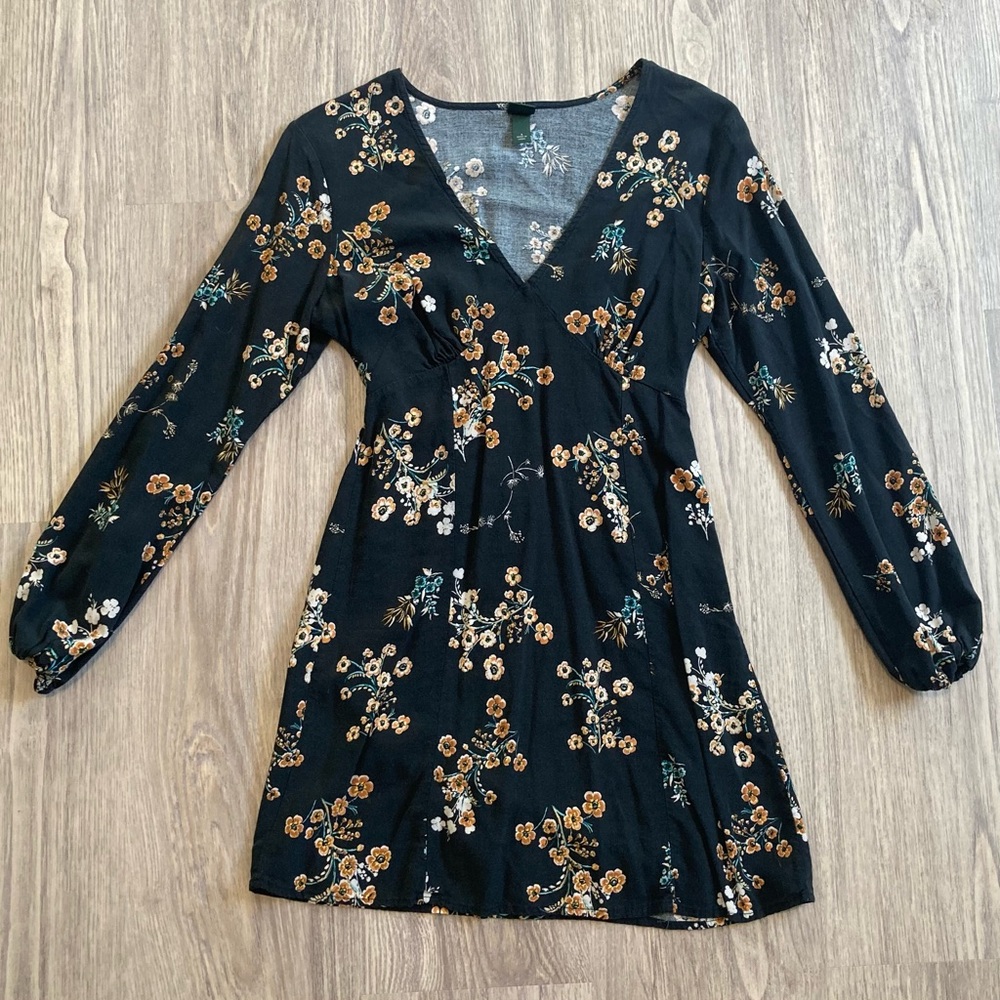 Floral Long Sleeve Mini Dress